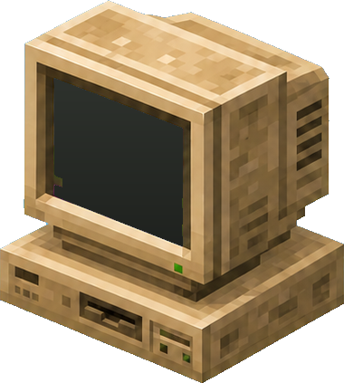 a beige computer floating in the sky with its screen dark